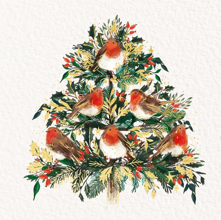 Julekort 10pk Yuletide Robins