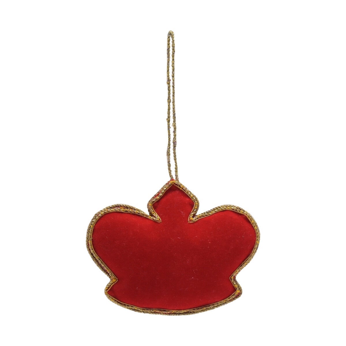 Julepynt krone rød med perler hengende