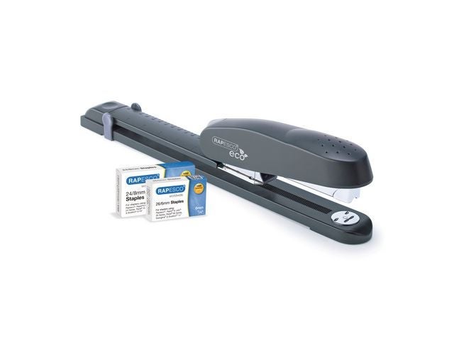 Stiftemaskin Rapesco Eco 50ark lang sort