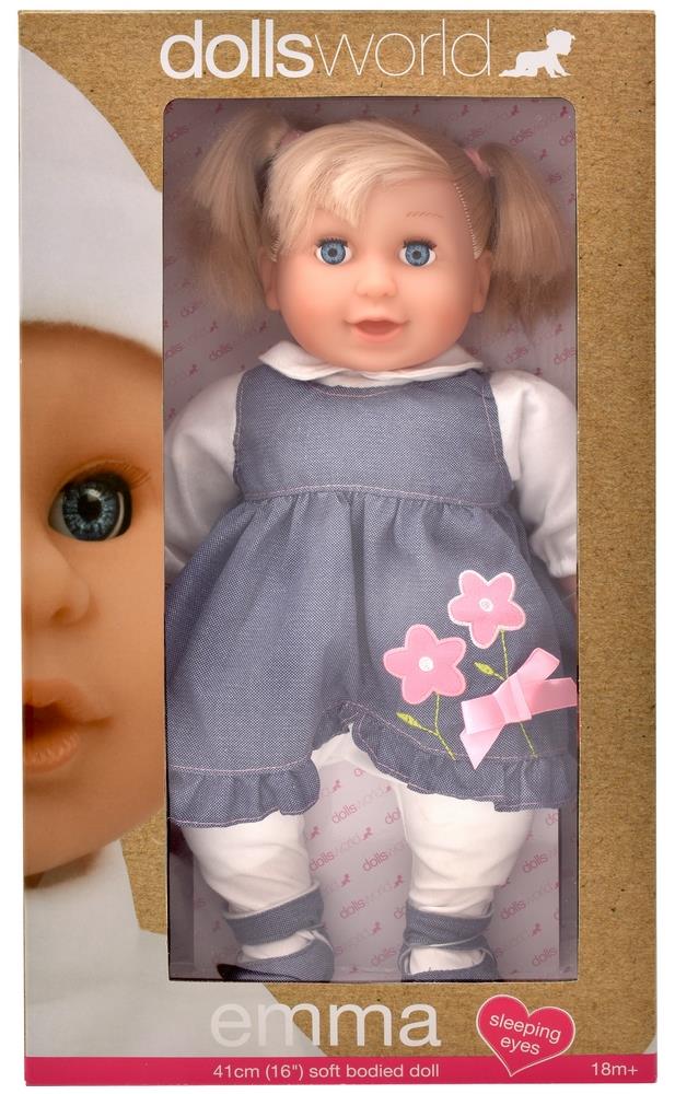 Dolls World Emma Dukke m/hår og kjole (41cm)