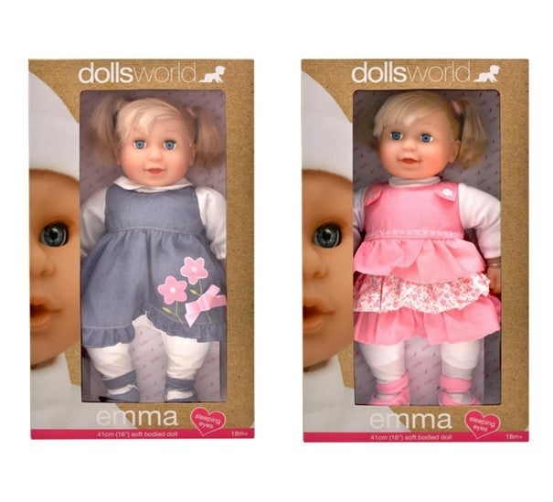 Dolls World Emma Dukke m/hår og kjole (41cm)