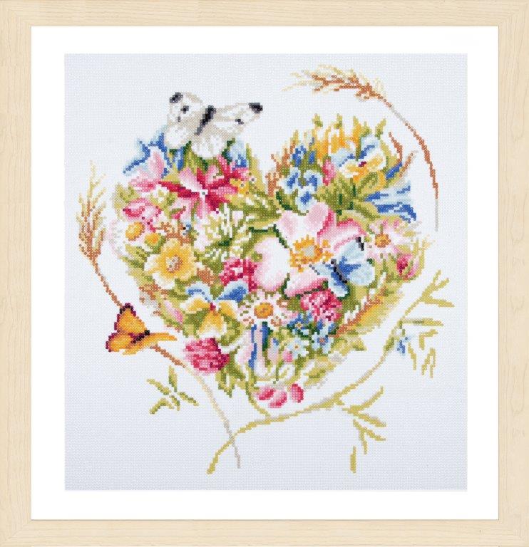 Hobbysett Diamond painting Et hjerte av blomster