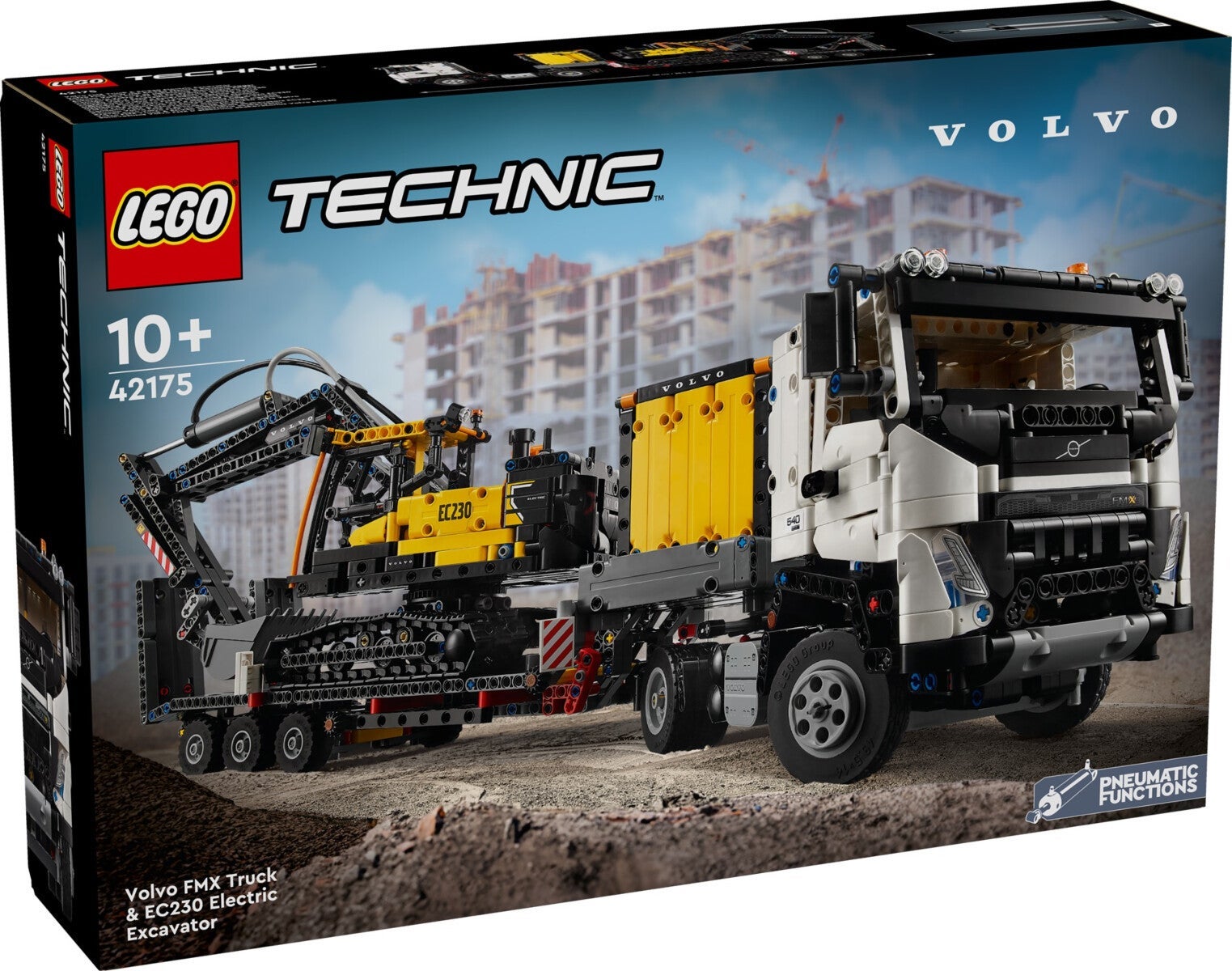Lego Volvo FMX-trailer & EC230 elgravemaskin 42175