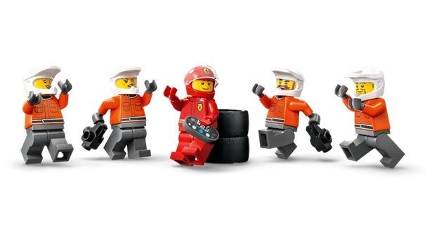 Lego F1-depotstopp og -team med Ferrari-bil 60443