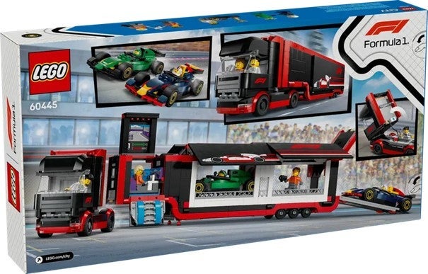 Lego F1-trailer med F1 RB20 og AMR24 60445