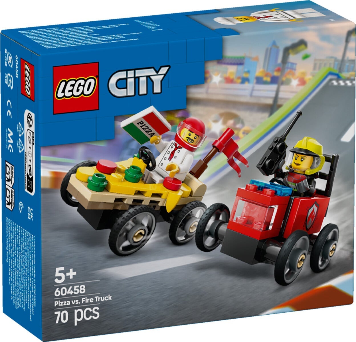 Lego Billøp mellom pizzabil og brannbil 60458