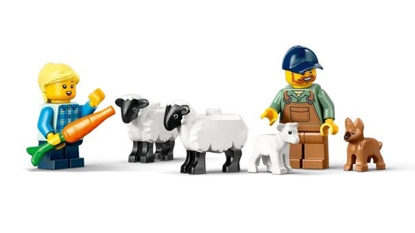 Lego Sett med rød traktor, henger og sau 60461