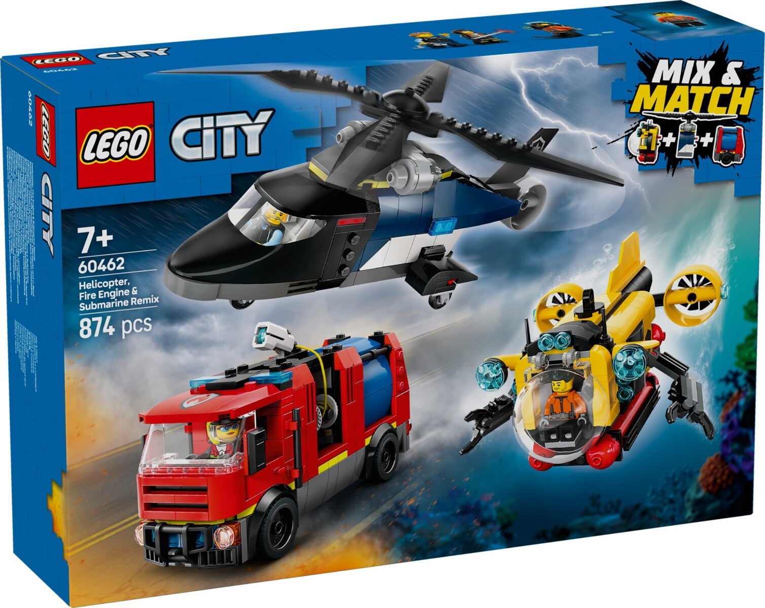 Lego Pakke med helikopter, brannbil og ubåt 60462