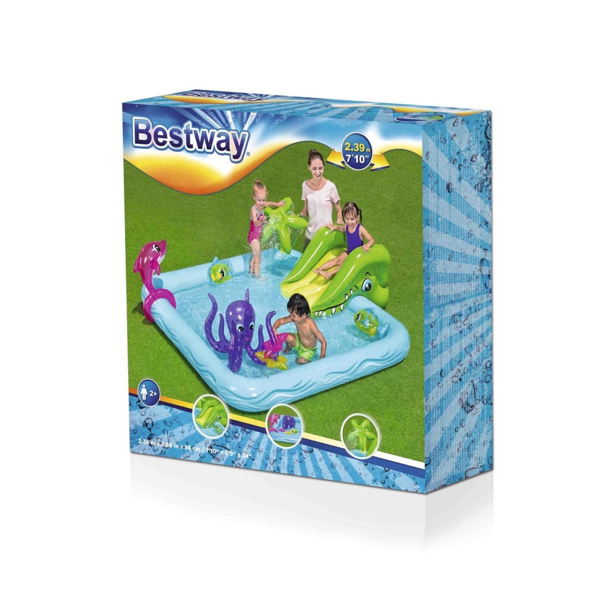 Basseng m/sklie og figurer 239x206x86cm Bestway
