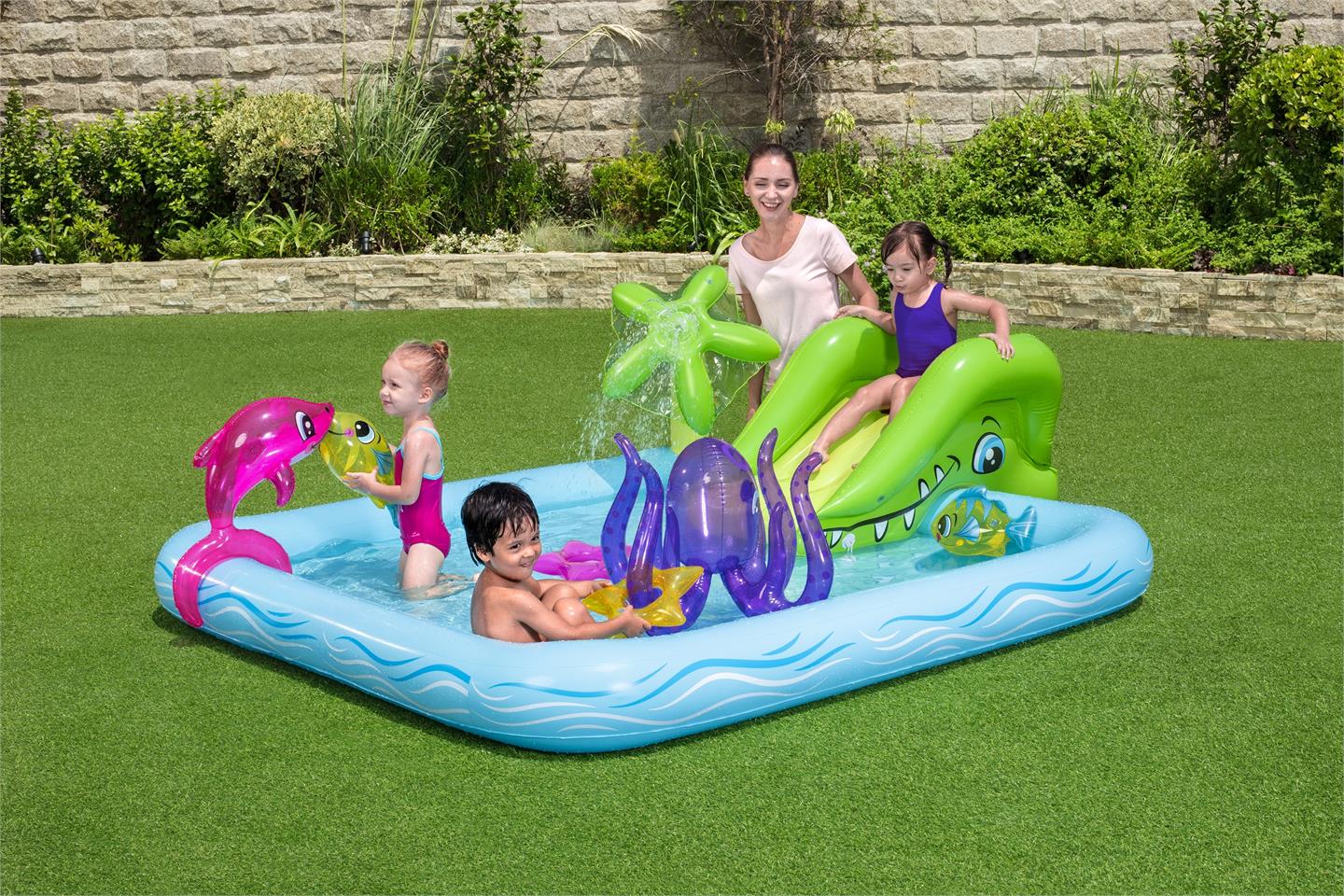 Basseng m/sklie og figurer 239x206x86cm Bestway