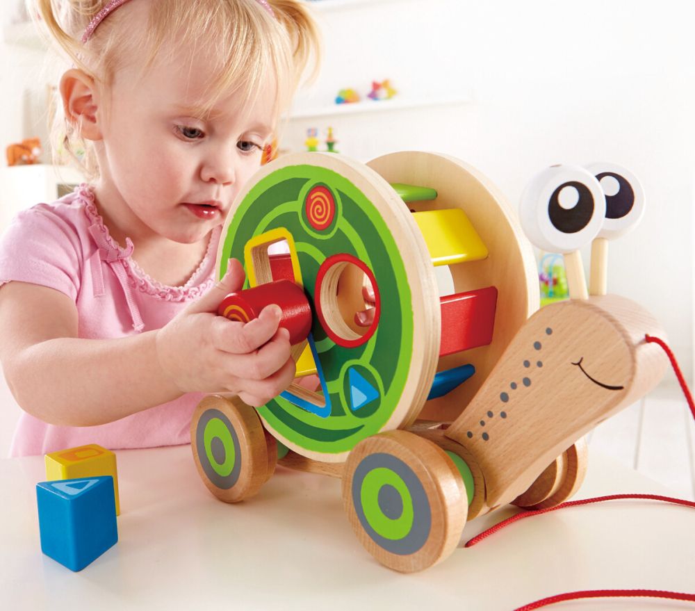 Hape walk-a-long snail