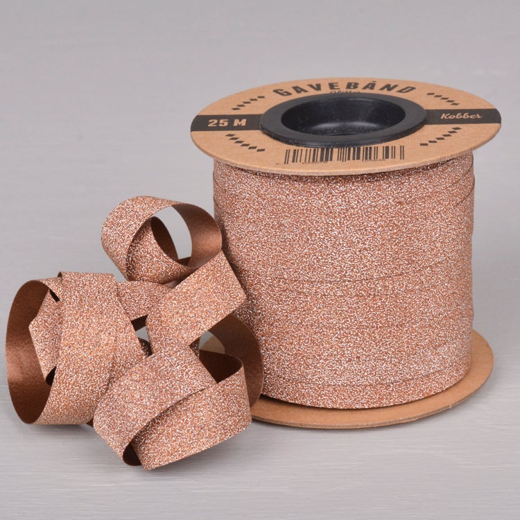 Gavebånd Kobber/Glitter 10mm X 25m