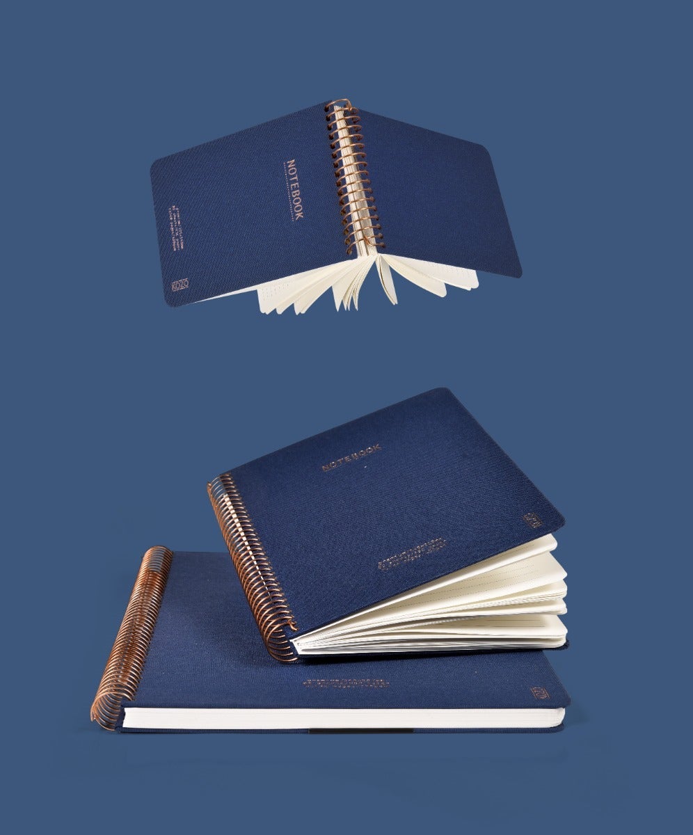 Notatbok m/spiral Kozo Premium A6 Navy 100g
