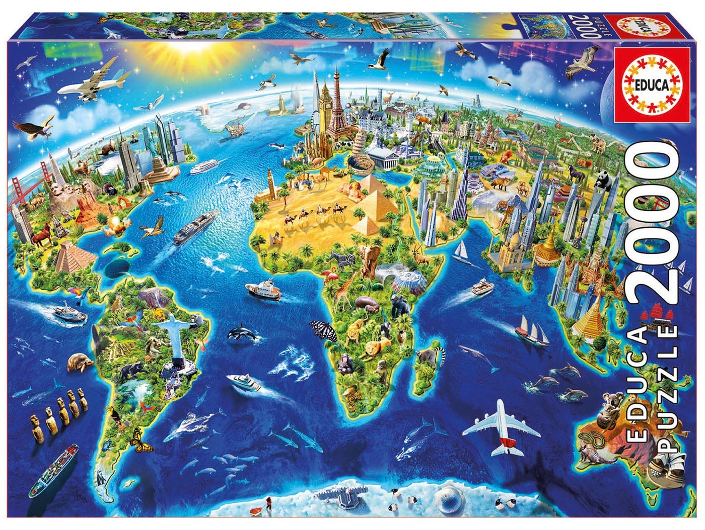 Puslespill 2000 World Landmarks Globe Educa