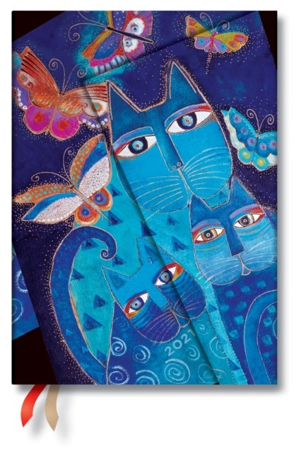 PAPERBLANKS 12M 2021 BLUE CATS & BUTTERF