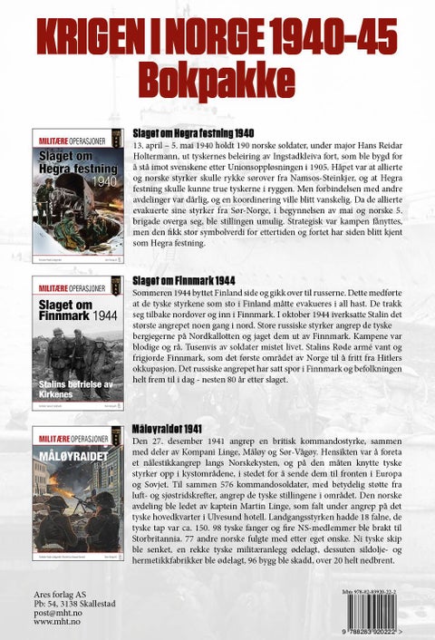 Krigen i Norge 1940-45 : bokpakke ; Kampen om Hegra 1941 ; Slaget om Finnmark 1944 ; Angrepet på Mål - bokpakke : : :