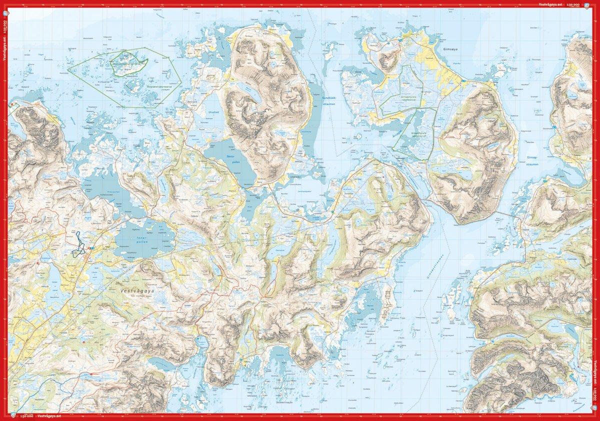 Høyfjellskart Lofoten: Vestvågøya & Leknes
