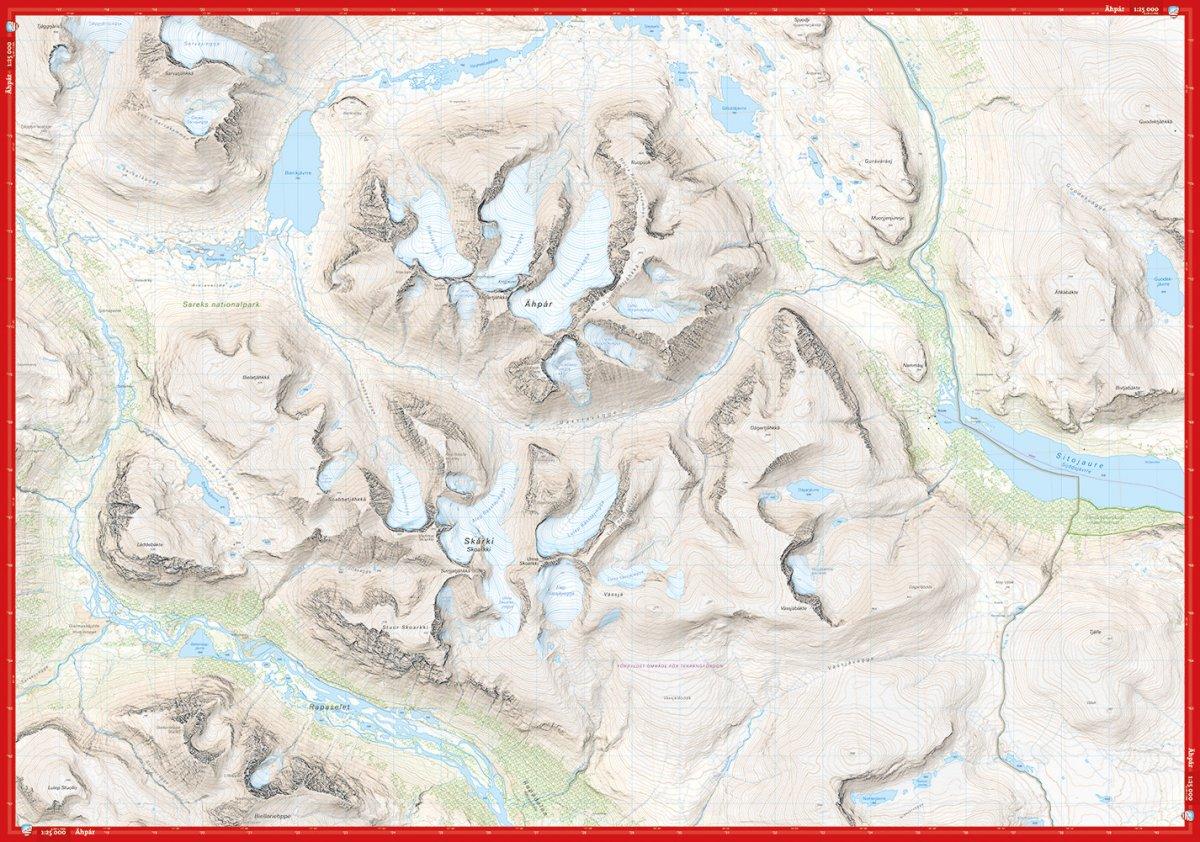 Högalpin karta: Ähpar Aktse & Rapadalen