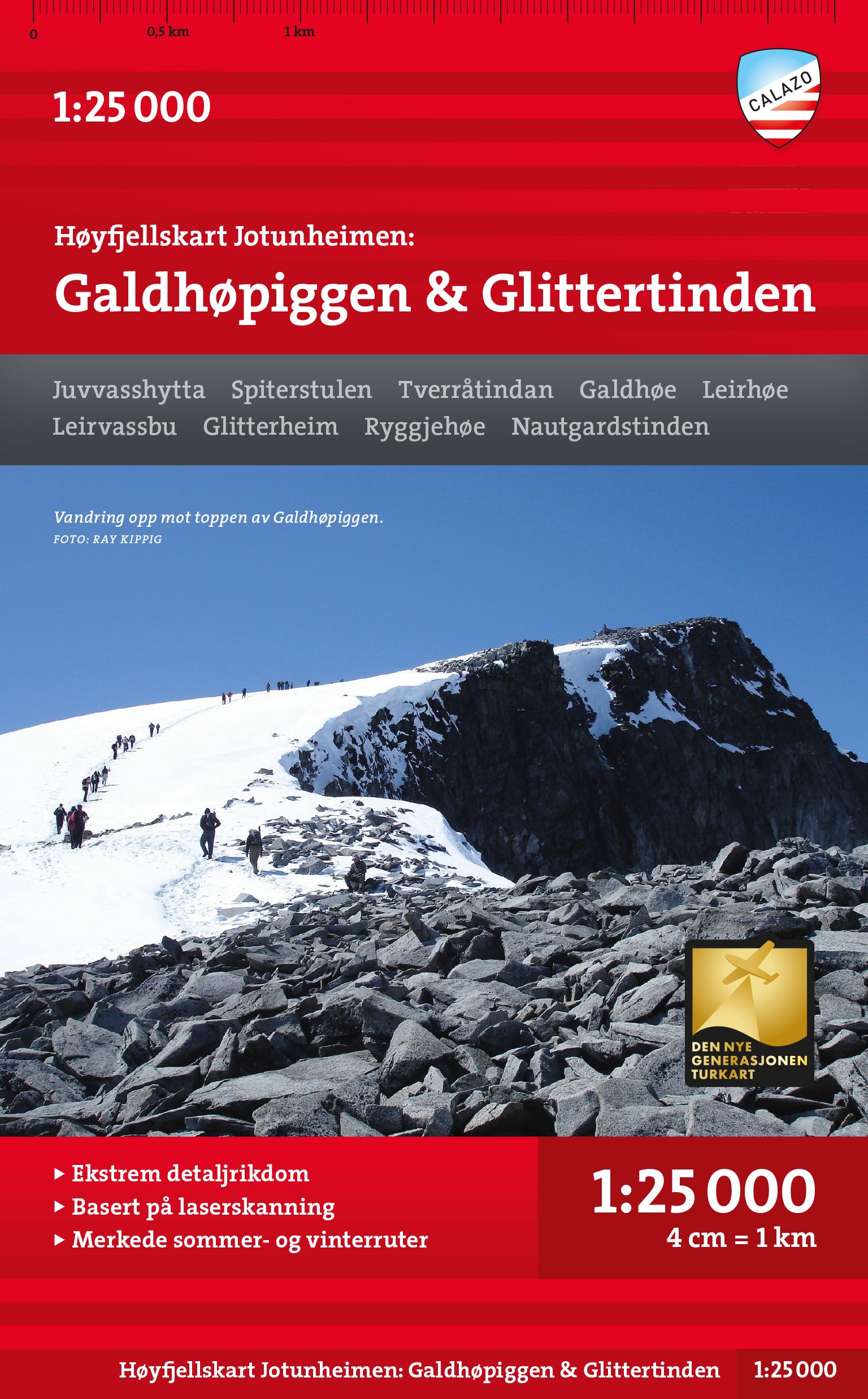 Høyfjellskart Jotunheimen: Galdhøpiggen & Glittertind