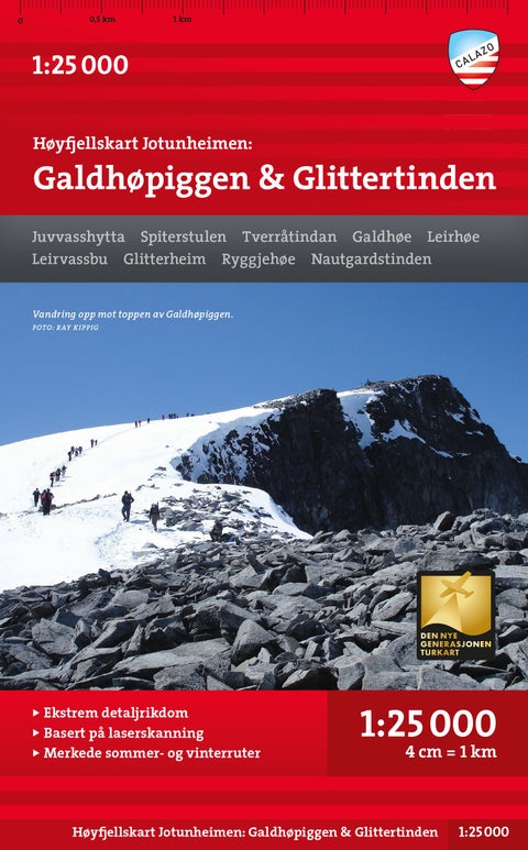 Høyfjellskart Jotunheimen: Galdhøpiggen & Glittertind