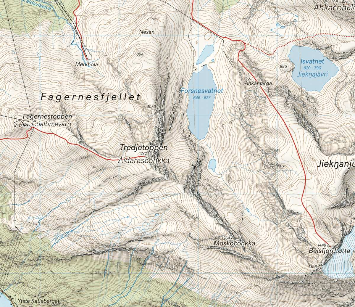 Høyfjellskart: Narvik: Rombakstøtta, Skjomtinden & Storsteinsfjellet