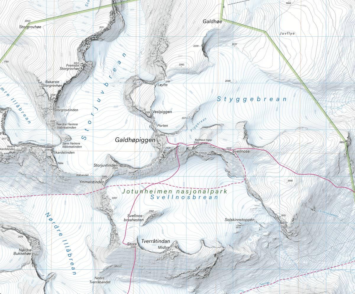 Høyfjellskart Jotunheimen: Høgruta
