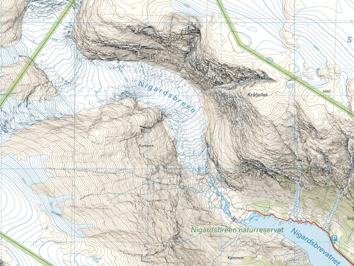 Høyfjellskart Jostedalen