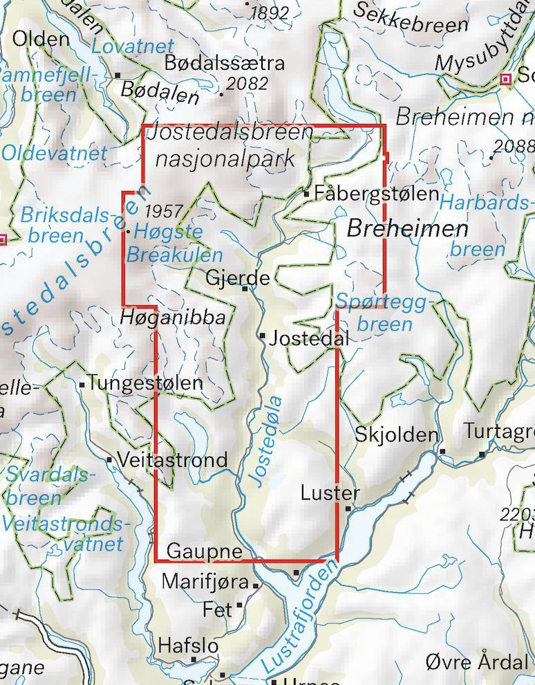 Høyfjellskart Jostedalen