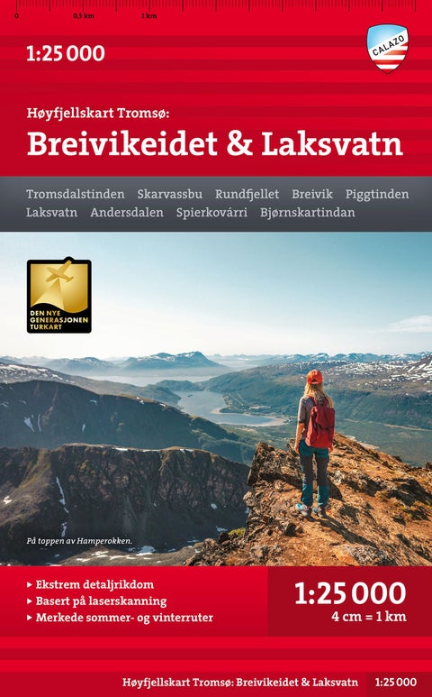 Høyfjellskart Tromsø: Breivikeidet Laksvatn