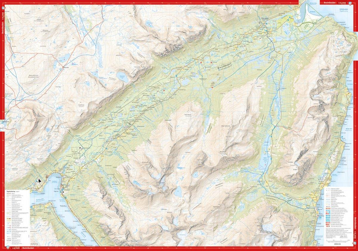 Høyfjellskart Tromsø: Breivikeidet Laksvatn