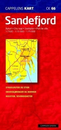 Sandefjord - bykart med områdekart = city map = Stadtplan = plan de ville