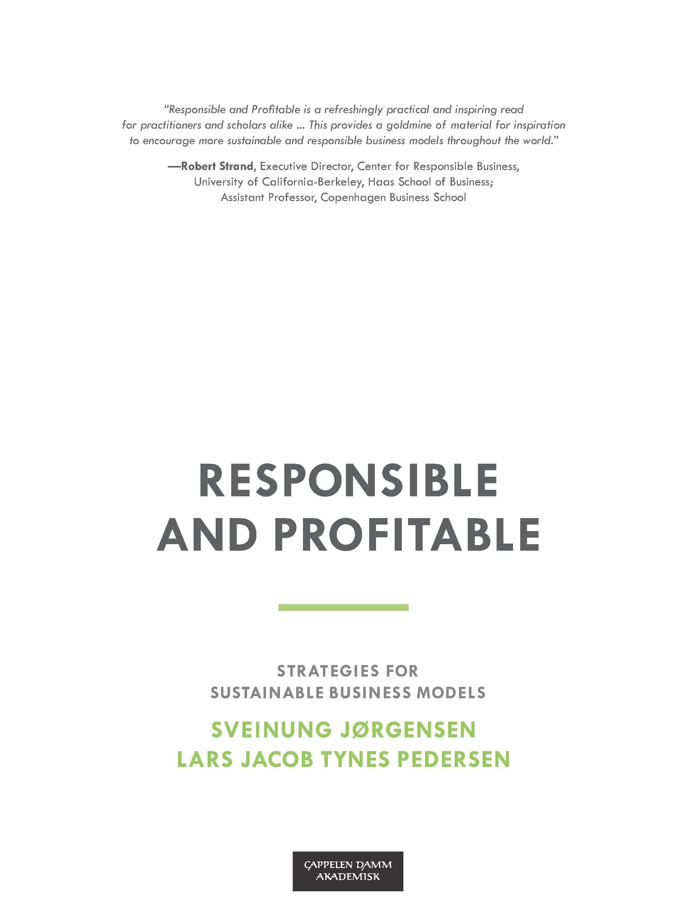 Responsible and profitable - strategies for sustainable business models