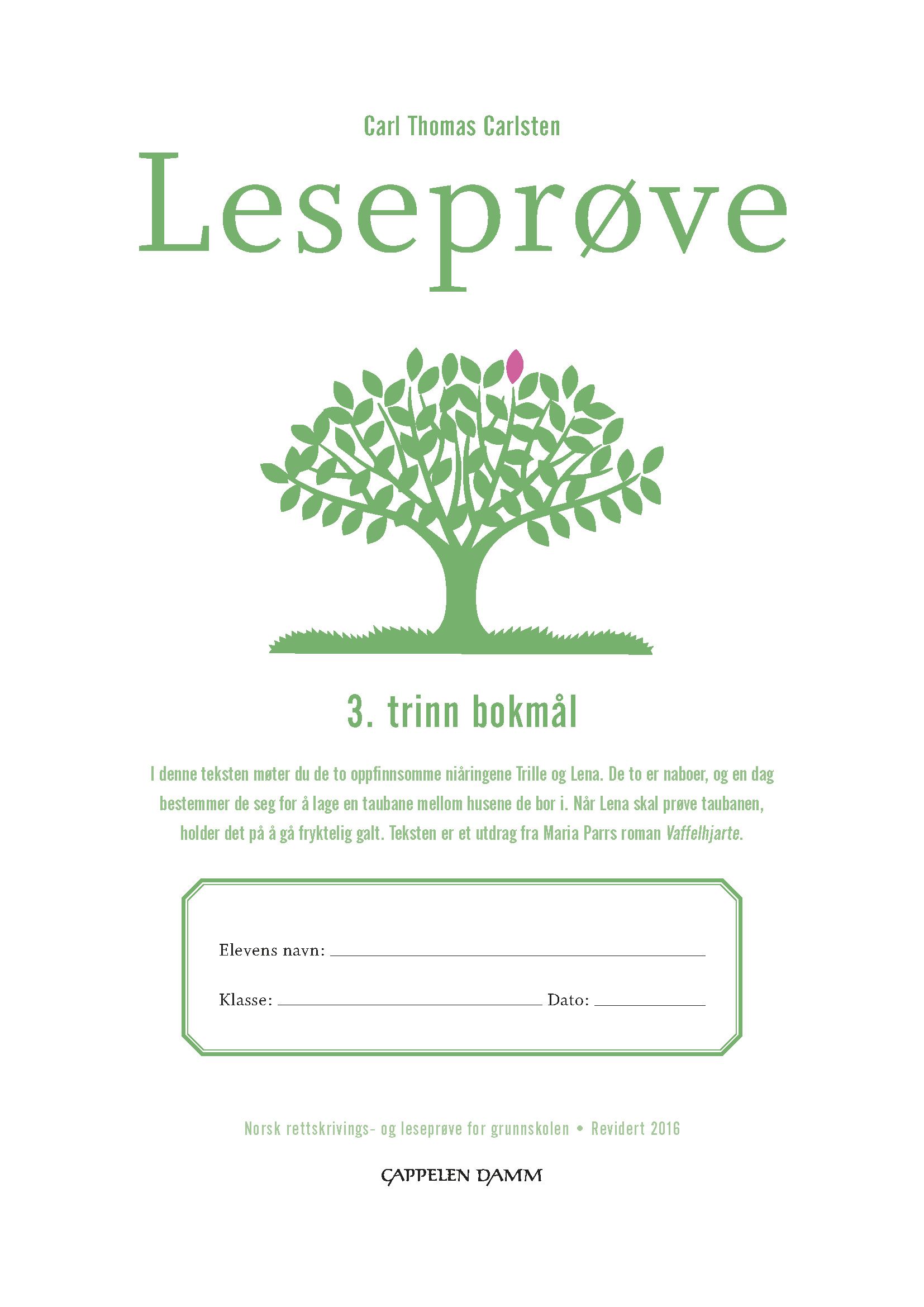 Leseprøve - 3. trinn bokmål : norsk rettskrivings- og leseprøve for grunnskolen