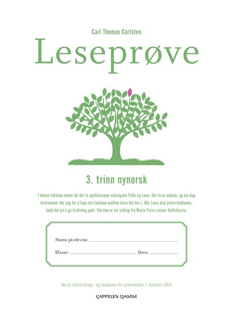 Leseprøve - 3. trinn nynorsk : norsk rettskrivings- og leseprøve for grunnskolen