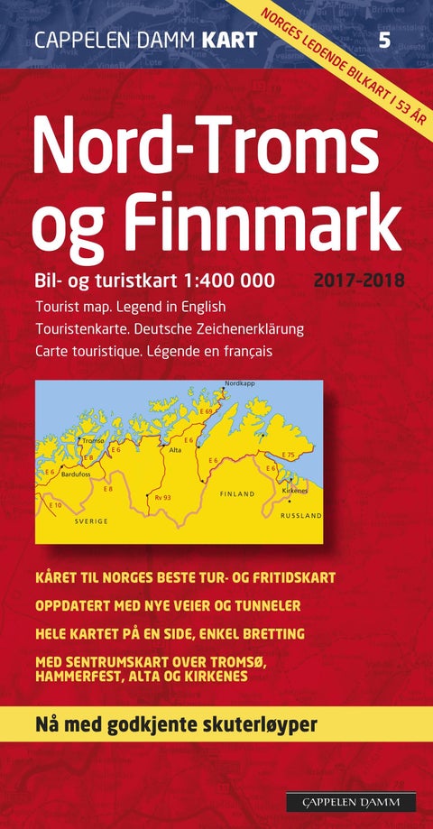 Nord-Troms og Finnmark 2017-2018 - bil- og turistkart = tourist map = Touristenkarte = carte touristique