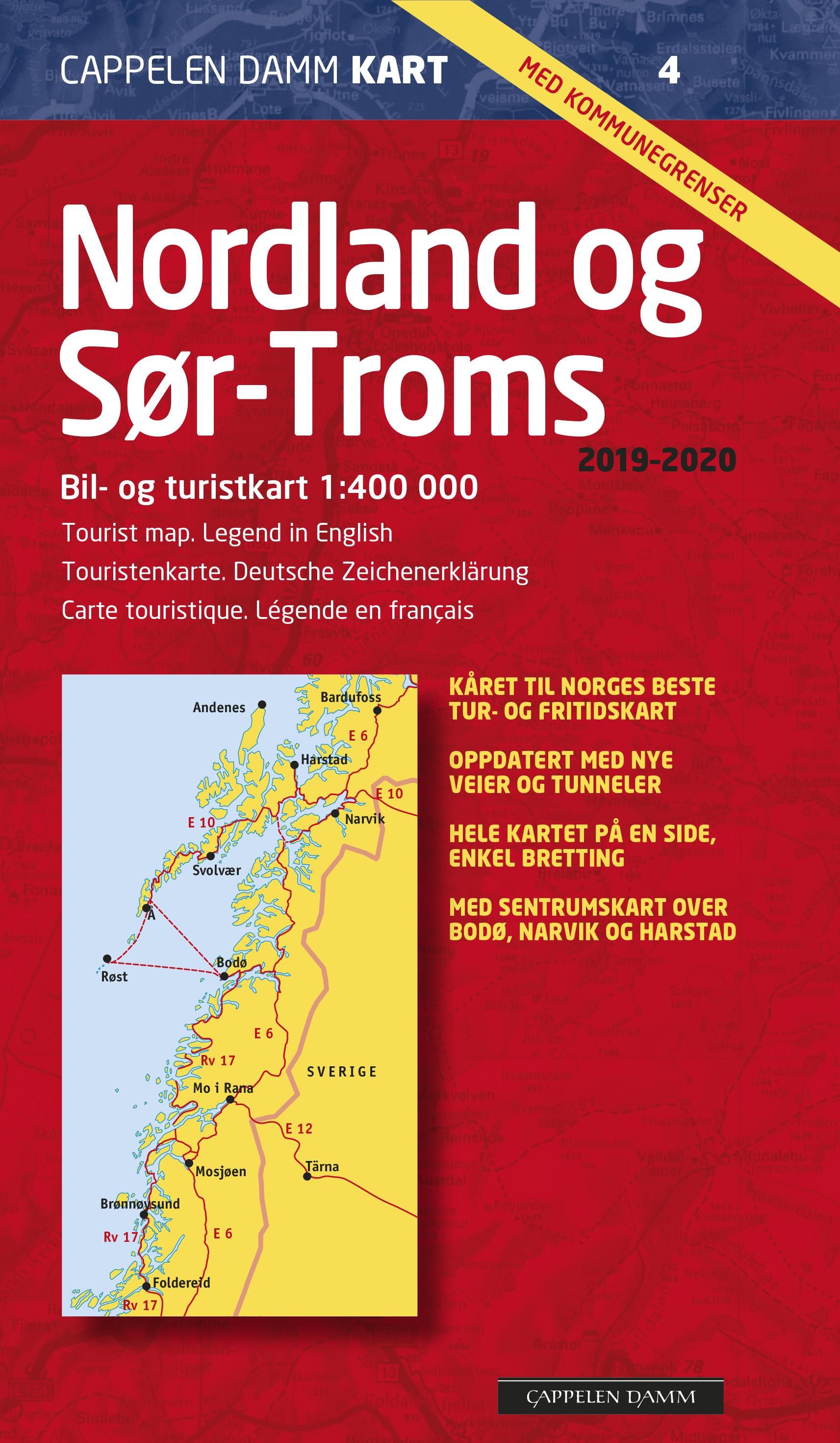 Nordland og sør-Troms 2019-2020 - bil- og turistkart = tourist map = Touristenkarte = carte touristique