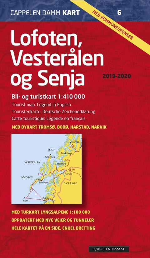 Lofoten, Vesterålen og Senja 2019-2020 - bil- og turistkart = tourist map = Touristenkarte = carte touristique