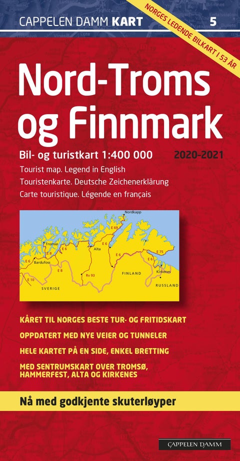Nord-Troms og Finnmark 2020-2021 - bil- og turistkart = tourist map = Touristenkarte = carte touristiquem