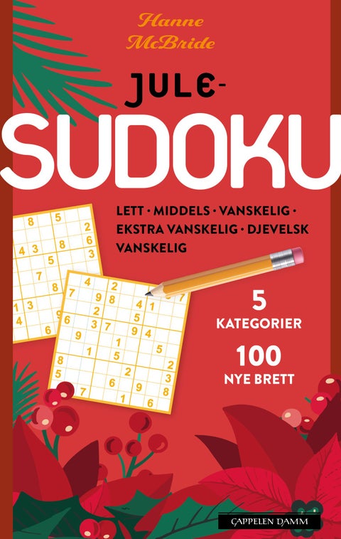Julesudoku - lett, middels, vanskelig, ekstra vanskelig, djevelsk vanskelig