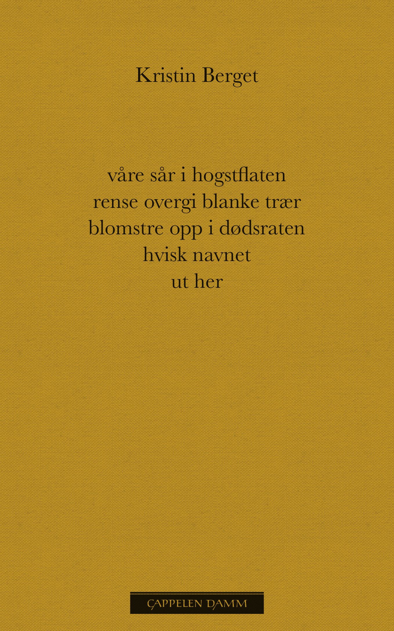 Våre sår i hogstflaten rense overgi blanke trær blomstre opp i dødsraten hvisk navnet ut her - dikt