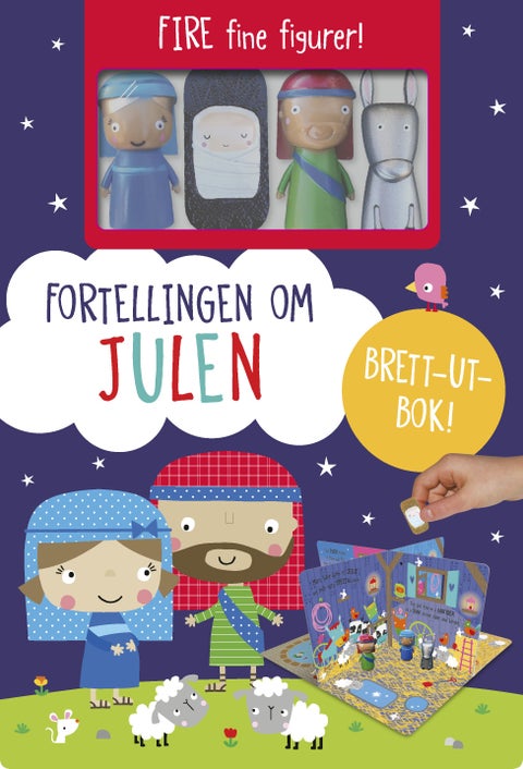 Fortellingen om julen - fire figurer og en brett-ut-bok!