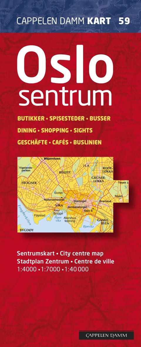 Oslo sentrum - bykart = city centre map = Stadtplan Zentrum = centre de ville