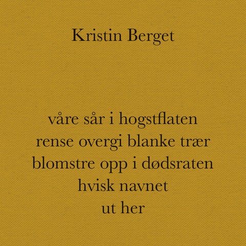 Våre sår i hogstflaten rense overgi blanke trær blomstre opp i dødsraten hvisk navnet ut her - dikt