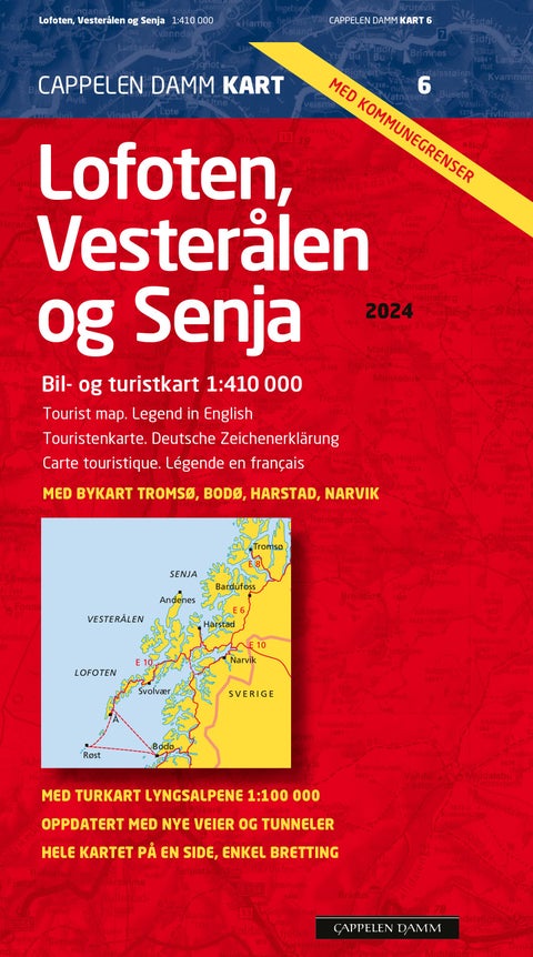 Lofoten, Vesterålen og Senja 2024 - bil- og turistkart = tourist map = Touristenkarte = carte touristique