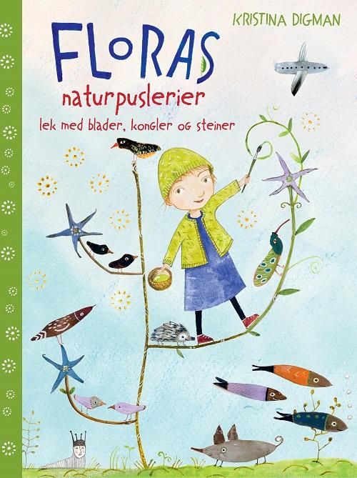 Floras naturpuslerier - lek med blader, kongler og steiner