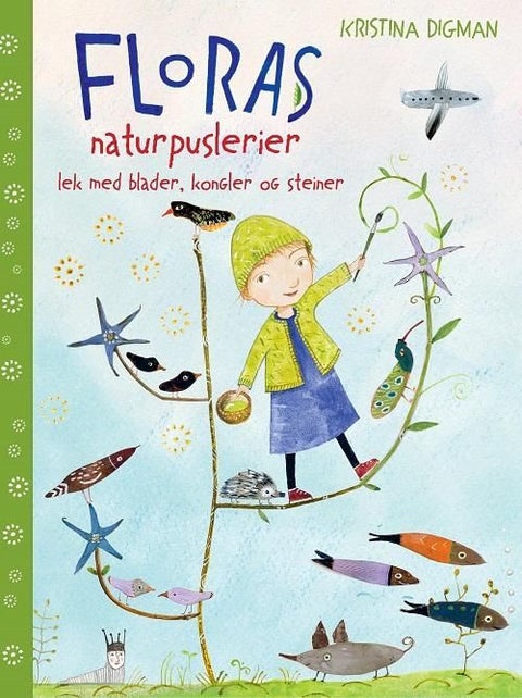 Floras naturpuslerier - lek med blader, kongler og steiner