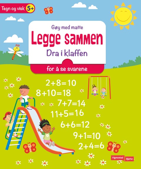 Legge sammen - dra i klaffen for å se svarene : tegn og visk 5+