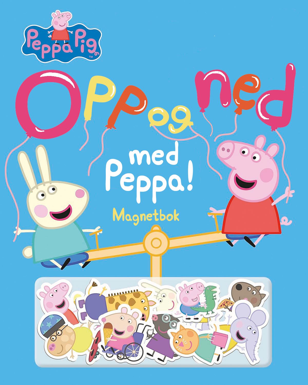 Opp og ned med Peppa - magnetbok
