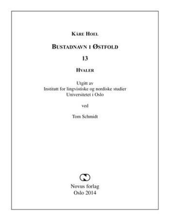 Bustadnavn i Østfold - 13 : Hvaler