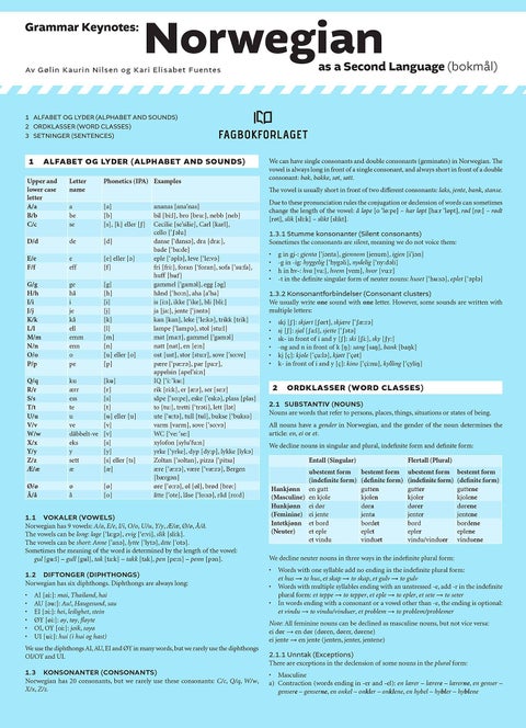 Norwegian as a second language (bokmål) - grammar keynotes